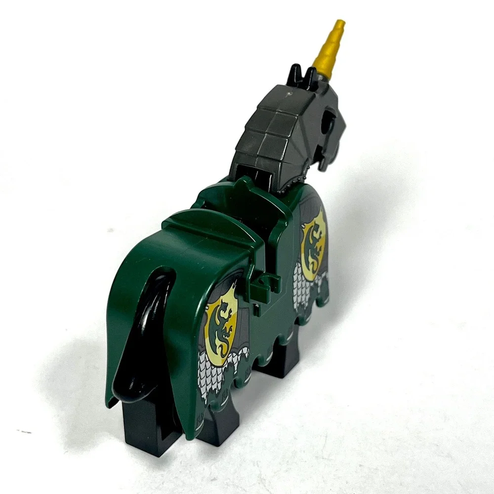 LEGO Castle Kingdoms Horse Dark Green Dragon Barding Armor Pearl Dark Mask 7187